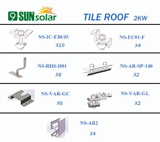 2KW Tile Roof Mounting System